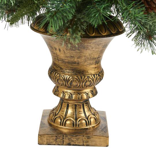 4ft. Pre-Lit Pine Artificial Potted Christmas Tree with Pinecone & Berries, Clear LED Lights